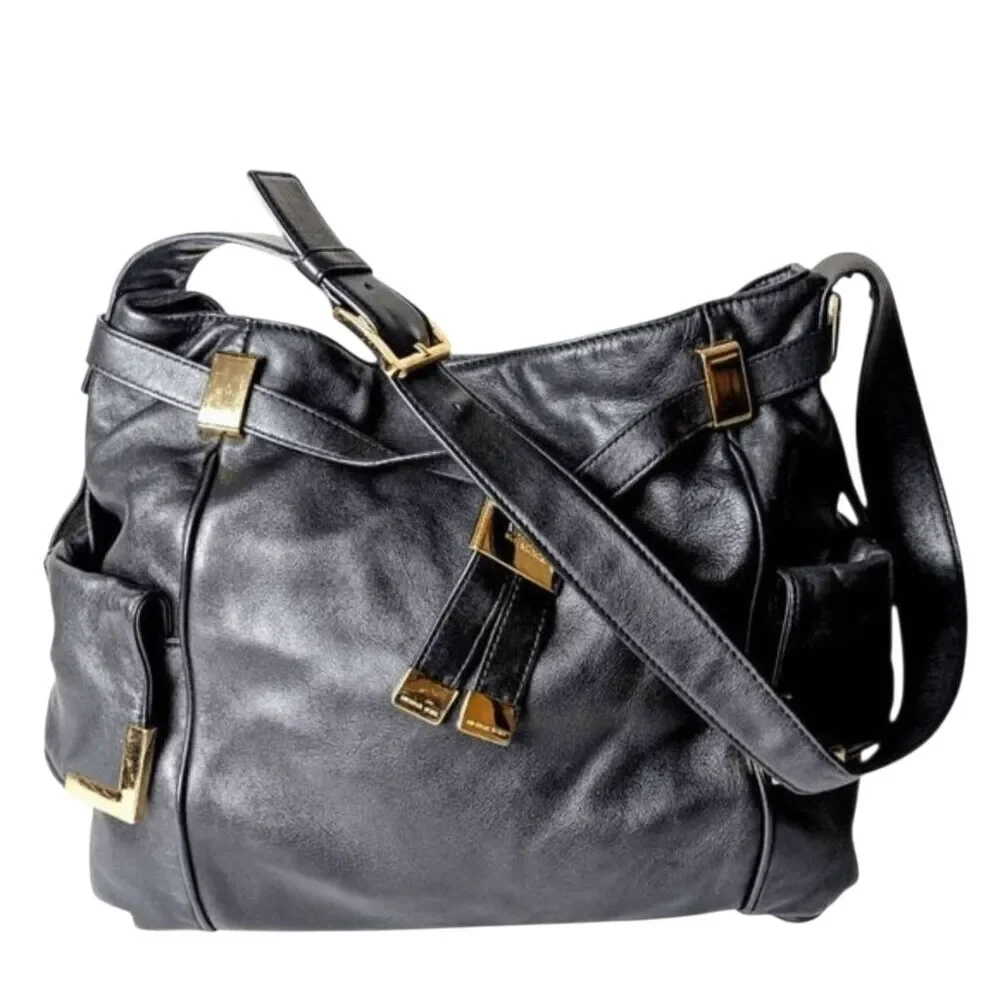 MICHAEL KORS Beverly Drawstring Black Leather Hobo Bag - Picture 2 of 10
